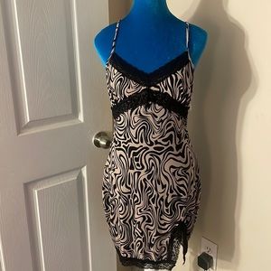 Zebra Print & Lace Slip Dress